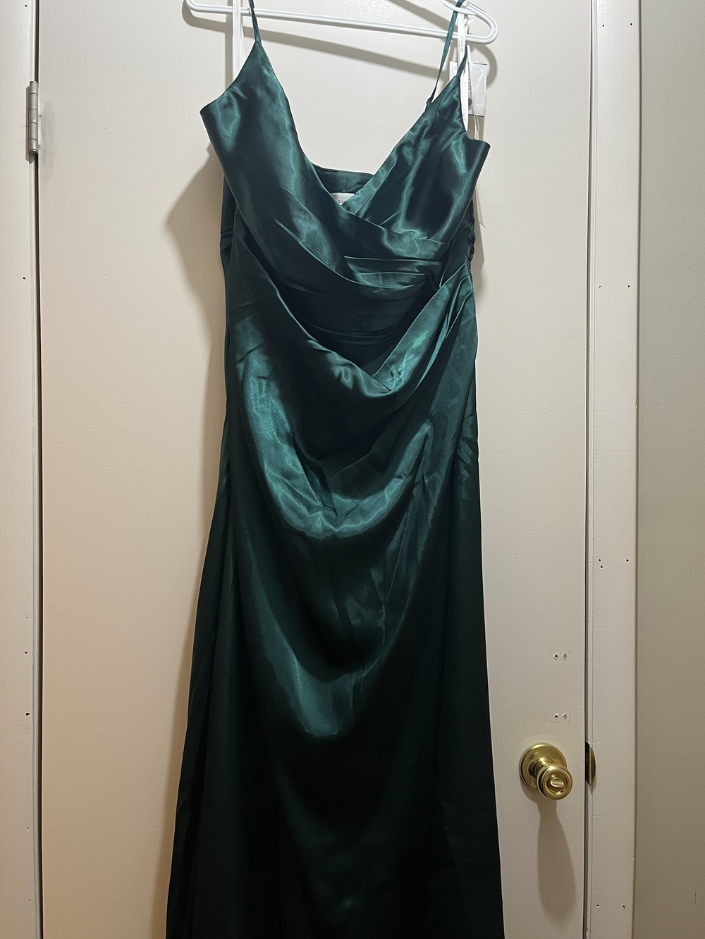 Elegant Emerald Green Satin Slip Dress